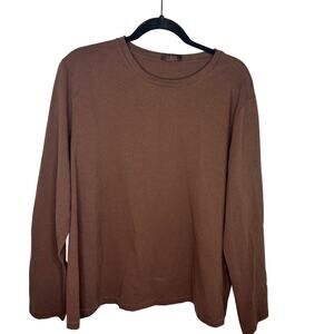 Nuuds Vintage Cotton Long Sleeve Everyday T-Shirt Women's Size Large Brown